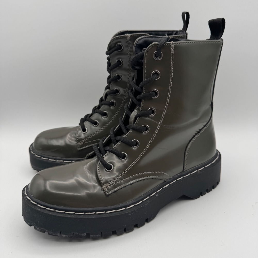 Sincerely Jules Harley-2 Olive Green Platform Combat Boots Womens 6.5M P3HA260P